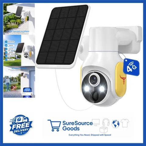 Outdoor 4G LTE Security Camera Wireless Solar Powered 360° Pan Tilt Night Vision