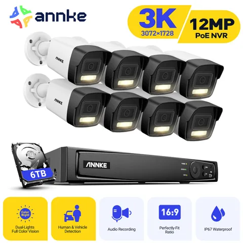 ANNKE 8CH 12MP NVR 5MP Audio POE Security IP Camera System AI Color Night Vision