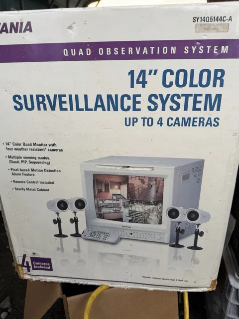 Sylvania 14” Color Surveillance System Up To 4 Cameras Quad Observation System 