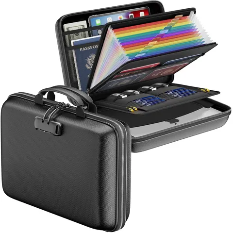 Fireproof Document Box Organizer with Lock and Hard Shell Case Fireproof