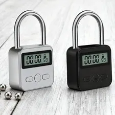 Time Lock LCD Display Electronic Timer Padlock Adjustable 1 Min To 99 Hours