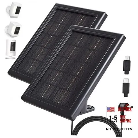 Ring Camera Solar Panel Charger, 5V 3.5W Solar Charger 2 2 Pack Black