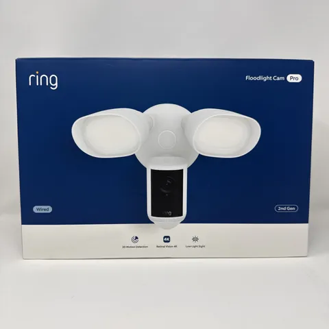Ring Floodlight Cam Pro Wired 2nd Gen Retinal 4K White NEW