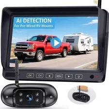 Wireless Backup Camera for Trailer - 7" 1080P RV 7, Black-7''+1Cam