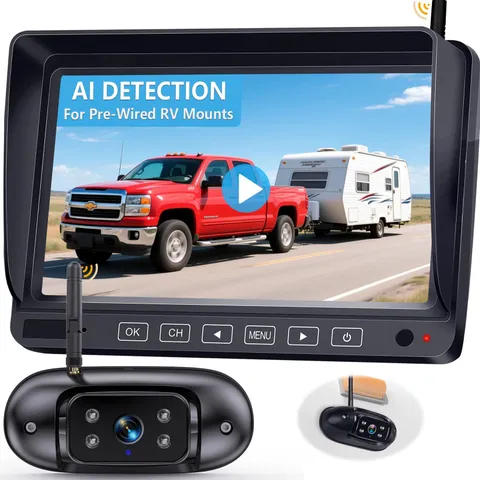 Wireless Backup Camera for Trailer - 7" 1080P RV 7, Black-7''+1Cam