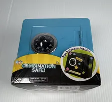 Grin Studios Small Portable Steel Combination Safe Blue
