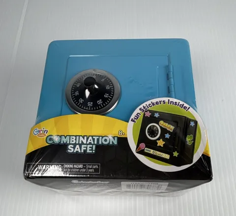 Grin Studios Small Portable Steel Combination Safe Blue