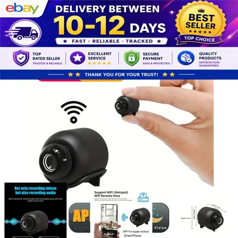 1080p WiFi Mini Security Camera Night Vision Motion Detection Black