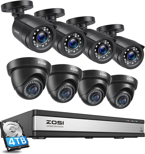 ZOSI 16Channel H.265+ 5MP Lite DVR 1080P Security Camera System with 4TB Outdoor
