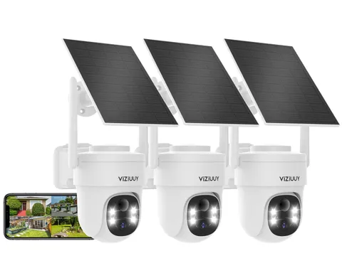 VIZIUUY Solar Security Cameras Wireless Outdoor, 3MP Pan/Tilt 360°View Solar/...