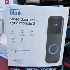 Blink Smart WiFi Video Doorbell Wireless, Black with Sync Module 2 and Mini Cam