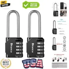 2 Pack 2.6 Inch Long Shackle Combination Lock, 4 Digit Outdoor Waterproof Pad...