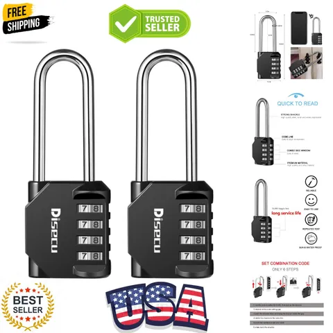 2 Pack 2.6 Inch Long Shackle Combination Lock, 4 Digit Outdoor Waterproof Pad...