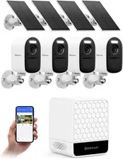 4MP Security Cameras Wireless Outdoor, 4 Cam-Kit, Solar Powered Home Security Ca