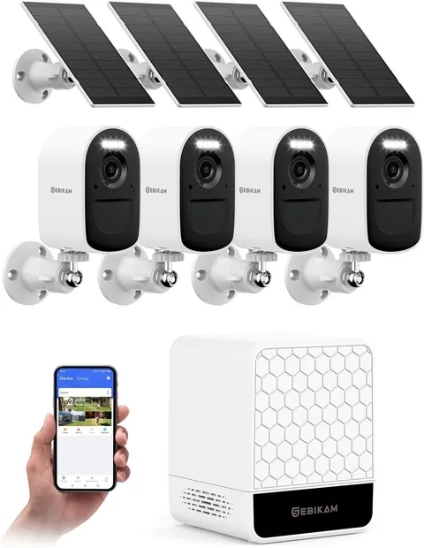 4MP Security Cameras Wireless Outdoor, 4 Cam-Kit, Solar Powered Home Security Ca