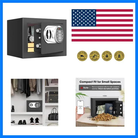 Small Kids Safe, Digital Mini Safes, Money Safe Box, Black