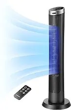 OmniBreeze Digital Electric Tower Fan, with Remote Control, LED Display, Standin