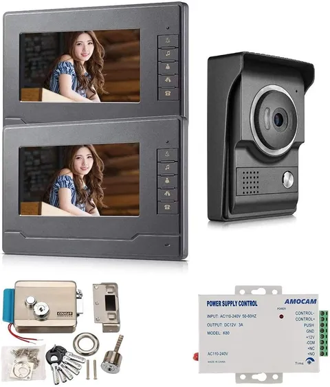 Video Door Phone System, Electric Control Lock and Power Supply Control Bundle, 