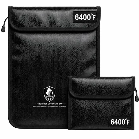 ANHUXINLEI Fireproof Document Bag Set, 6400°F, 15.4x11.2'', 8.7x5.9''