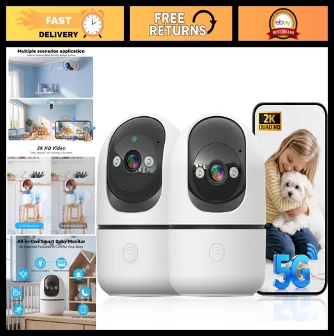 Indoor Security Camera 5G/2.4G WiFi, 360° Pan/Tilt, AI Motion Detection, Night V