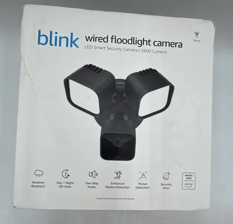 NEW Blink Wired Floodlight Camera HD Smart Security Cam Alexa Sealed - Black