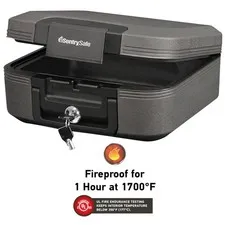 Fireproof Waterproof Safe with Key Lock, 0.28 cu ft
