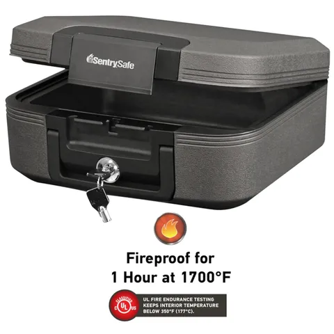 Fireproof Waterproof Safe with Key Lock, 0.28 cu ft