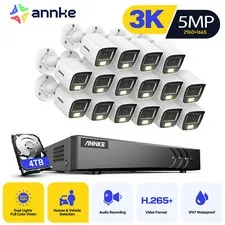 ANNKE HD 16CH DVR 5MP Color Night Security Camera System Outdoor Audio Recording