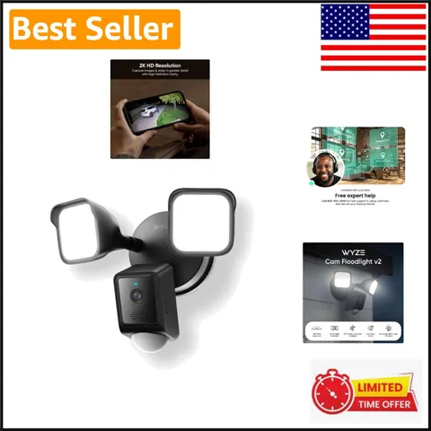 2800-Lumen Floodlight Camera V2: 160° View & Two-Way Audio for Superior Safety