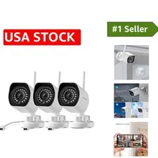1080p Full HD Outdoor Camera System - 3 Pack with Night Vision & Remote View