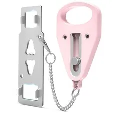 Portable Door Lock, Hotel Door Locks-Portable Pink Door Lock – Safety and