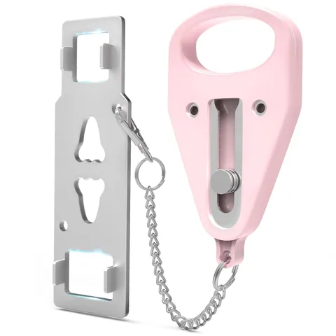 Portable Door Lock, Hotel Door Locks-Portable Pink Door Lock – Safety and