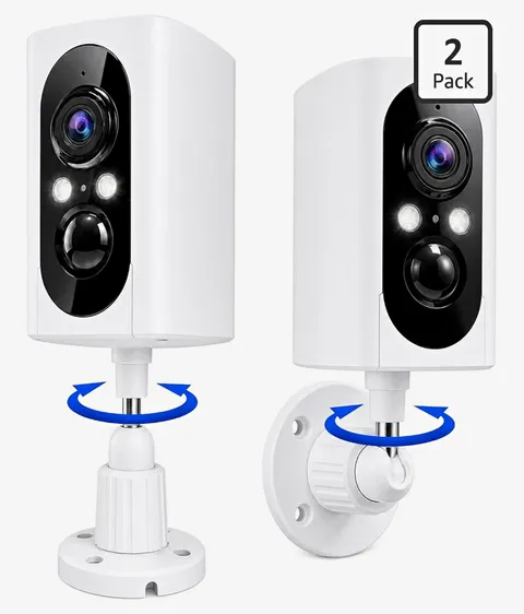 2-Pack 2K Wi-Fi Security Cameras 355° Pan PIR Night Vision 2-Way Audio IP65