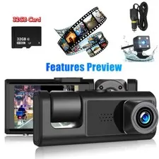 3 lenses Camara De Seguridad Dash Cam Para Carro Auto Delantero/Trasero/Interior