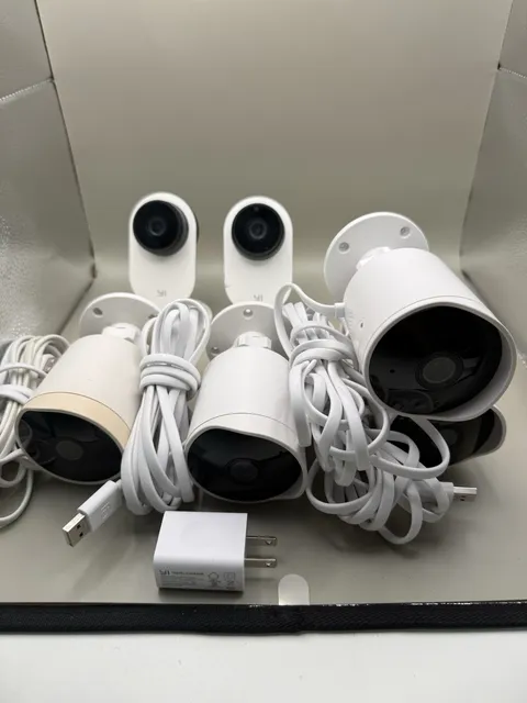 Lot of 6 YI Security Cameras 4 Outdoor 1080p 2 Home Camera 3 AI+ Tested