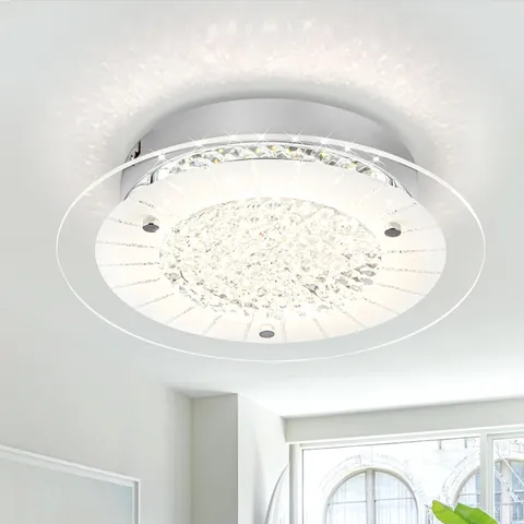 DHK wot Crystal Ceiling Light Fixture Dimmable 11 Inch-4000K Glass, 4000K-12W