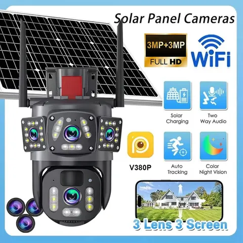 Solar Powered Security Camera Wireless WiFi Outdoor Night Vision Surveillance