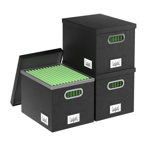 File Organizer Box File Boxes for Hanging Files with Lid Set of 3 Decorative ...