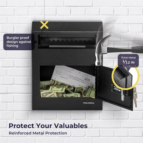 Key Drop Box with Lock, Drop Slot Depository Safe Box Digital Keypad, Money