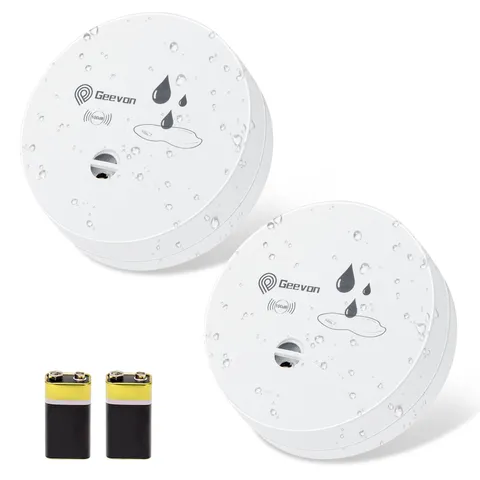 2 Pack Water Leak Detectors, 100Db Water Sensor Alarms Flood Detector for Baseme