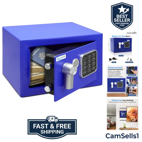 Steel Digital Safe Box - 9.1" x 6.7" x 6.7" | Secure Storage for Cash, Firear...