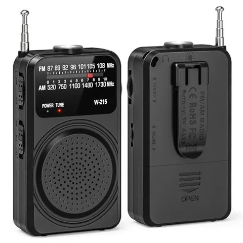 Portable Radio AM FM, Small Radio for Home, Outdoor, Emergency- Black
