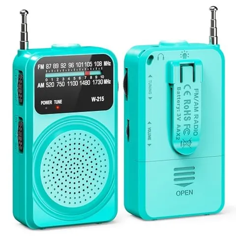 Portable Radio AM FM, Small Radio for Home, Outdoor, Emergency- Blue