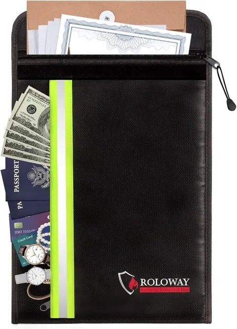 ROLOWAY Fireproof Envelope for Cash, Legal Documents Safe (15 x 11 inch) with 2
