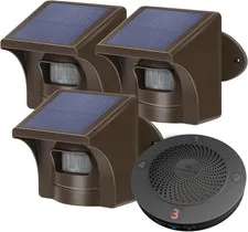 Solar Wireless Driveway Alarm System - 1/2 Mile Range, 3 Sensors, Weatherproof