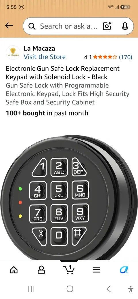 Gun Safe Lock Replacement Black Keypad with Solenoid Safe Electronic Lock 