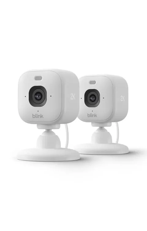 Blink Mini 2K (newest model) Plug in Home & Pet Indoor Security Camera (2 Pack)