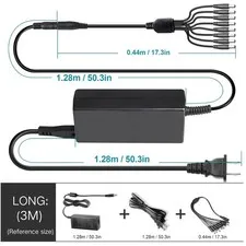 12V 5A Power Splitter Cable - Fits Analog/AHD DVR/Camera