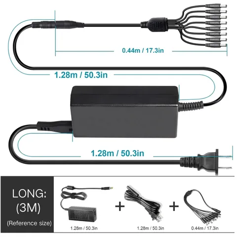 12V 5A Power Splitter Cable - Fits Analog/AHD DVR/Camera