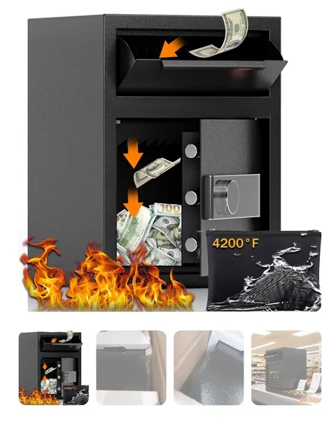 2.0 CUB Depository Drop Safe with Digital Lock & Fireproof Bag